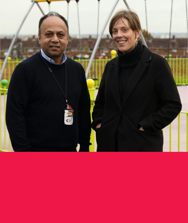 Jess and Cllr Miah at Kents Moat Park