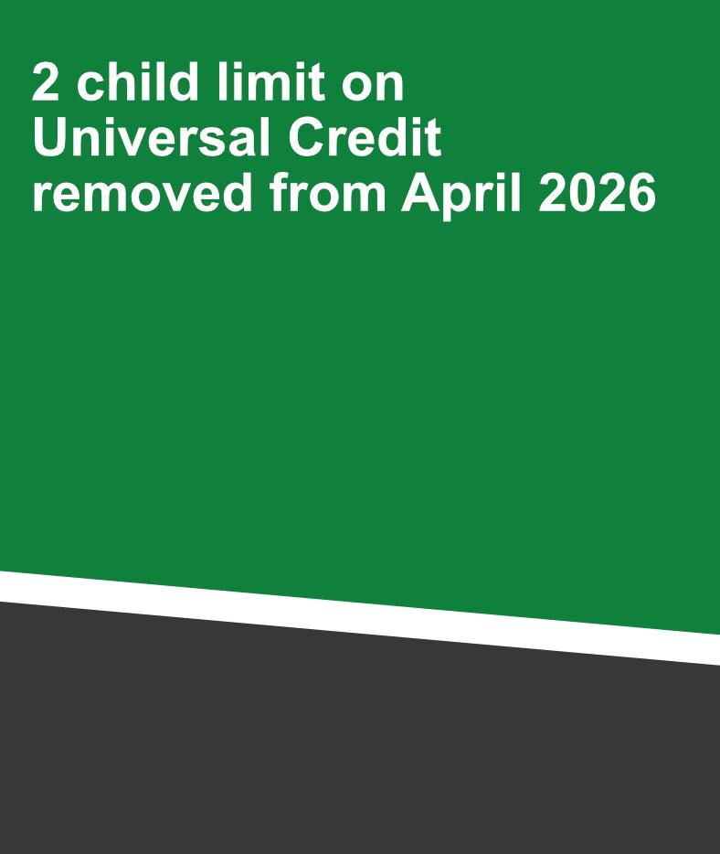 2 child limit on Universal Credit removed from April 2026