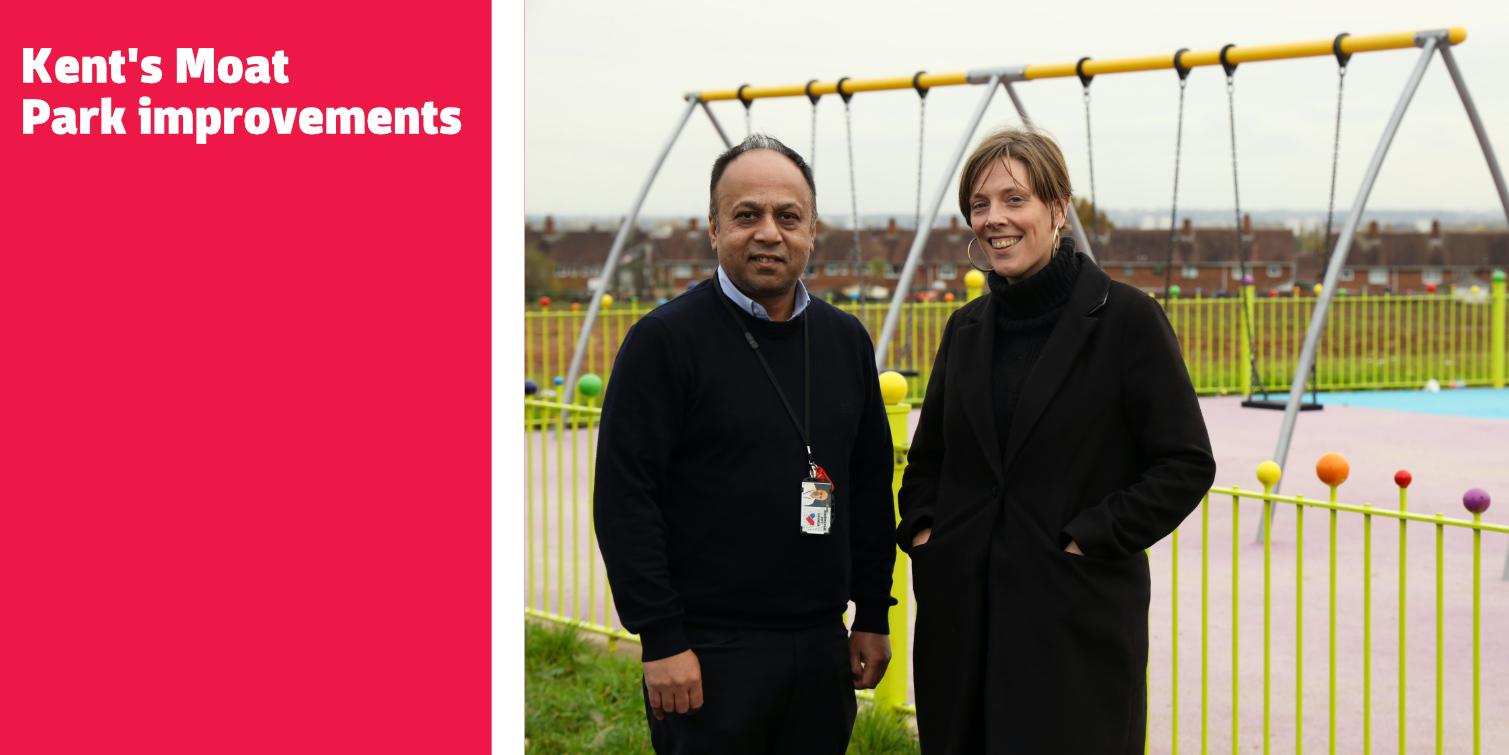 Jess and Cllr Miah at Kents Moat Park